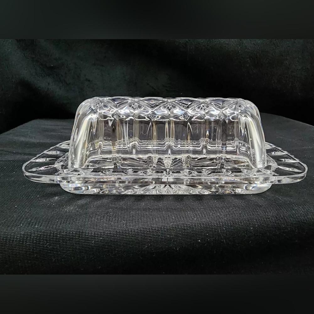 Gorham Crystal covered butter dish "Lady Anne" 1/4 lb stick capacity, NEW in box